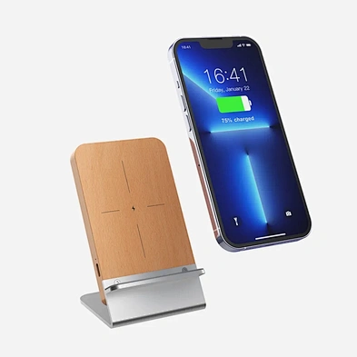 New arrivals Qi Standard Wireless Charger Fast Charging Dock Wood Charging Stand for Qi Mobile Phone